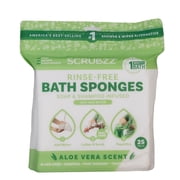 Scrubzz Bath Sponge, No Rinse Bath Wipes, Aloe Vera 25 Count