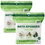 Scrubzz Rinse Free Bath Sponge, No Rinse Bath Wipes, Aloe Vera - 50 Count - 2 Pack