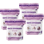 Scrubzz Rinse Free Bath Sponge, No Rinse Bath Wipes, Lavender Scented - 100 Count - 4 Pack