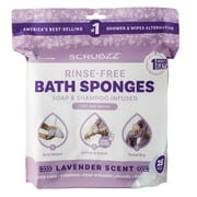 Scrubzz Rinse Free Bath Sponge, No Rinse Bath Wipes, Lavender Scented - 25 Count - 1 Pack