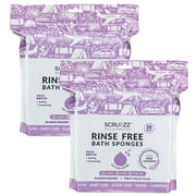 Scrubzz Rinse Free Bath Sponge, No Rinse Bath Wipes, Lavender Scented - 50 Count - 2 Pack