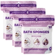 Scrubzz Rinse Free Bath Sponge, No Rinse Bath Wipes, Lavender Scented - 75 Count - 3 Pack