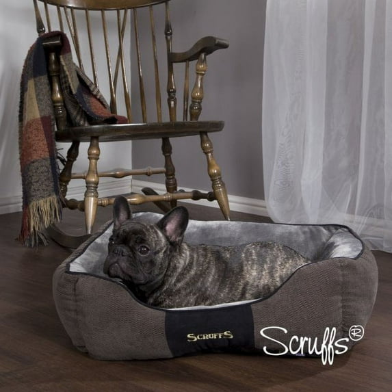 Scruffs® Chester Box Dog Bed, Modern Design, Machine Washable, Super-Soft Plush Pile Lining, Non-Slip Base, Durable Construction (Medium) - Graphite Grey