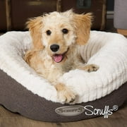 Scruffs® Ellen Donut Pet Bed, Textured Faux Fur and Tweed Design, Machine Washable with Non-Slip Base (Medium) - Grey