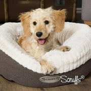 Scruffs® Ellen Donut Pet Bed, Textured Faux Fur and Tweed Design, Machine Washable with Non-Slip Base (XL) - Grey