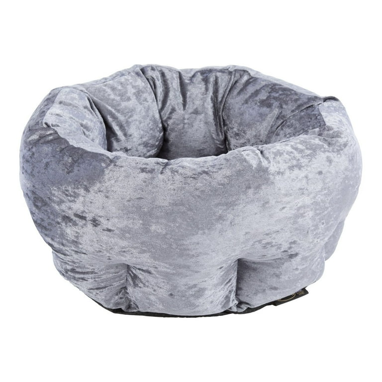 Scruffs Velvet Donut Pet Bed One Piece Modern Design Plush Crushed Velvet Machine Washable Enhanced Support For Cats and Dogs Small Grey Walmart