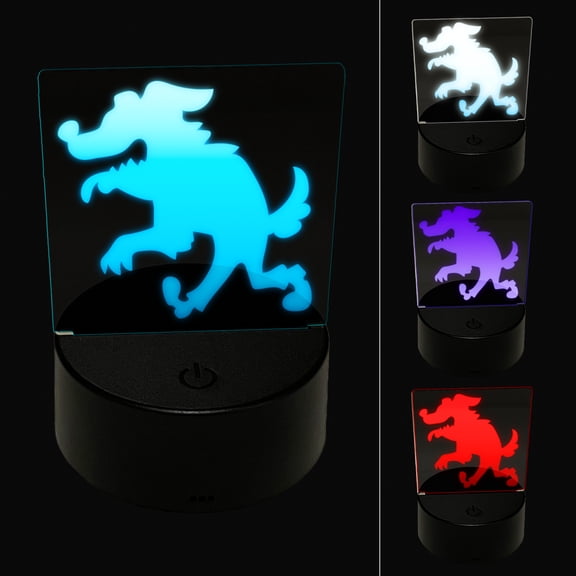 Scruffy Werewolf Dog Wolf Man Monster Halloween LED Night Light Sign 3D Illusion Desk Nightstand Lamp
