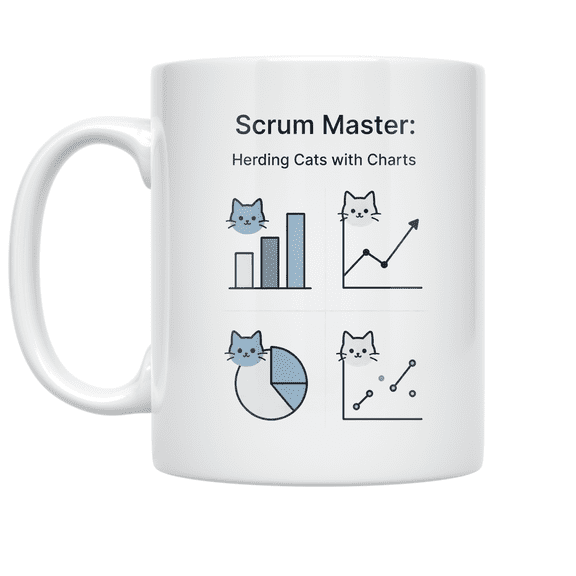 Scrum Master Herding Cats with Charts - Scrum Master - 11 oz Ceramic Coffee Mug