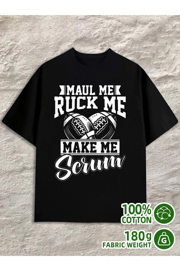 Scrum Rugby Tee men 180G 100% Cotton black Casual Unisex Shirt Graphic Tee tshirts Retro Unisex Shirt Short Sleeve tshirts Funny Unisex Shirt Crewneck tshirts