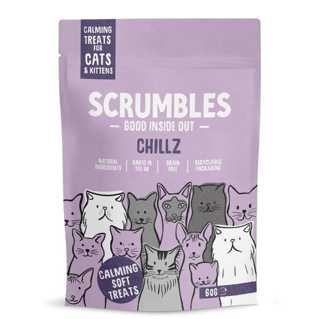 Scrumbles Cat Treats Chillz Calming Treats Cat Food 60g Case of 8