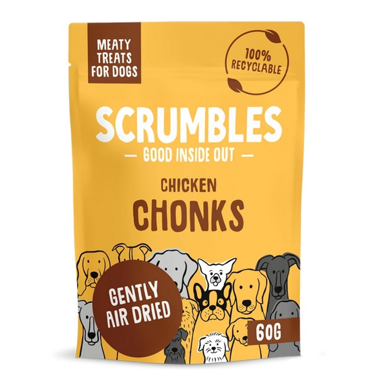 Scrumbles Chicken Chonks Meaty Dog Treats 60g Case of 12