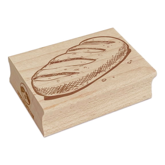 Scrumptious Loaf Sketch French Bread Baguette Bakery Rectangle Rubber Stamp Stamping Scrapbooking Crafting - Small 1.7in