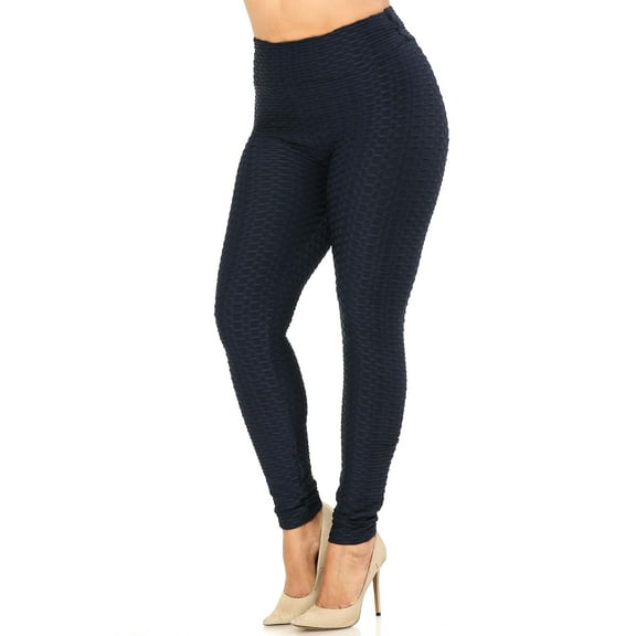 Scrunch Butt High Waisted Leggings - Plus Size - 1XL 2XL 3XL Navy 1XL/2XL