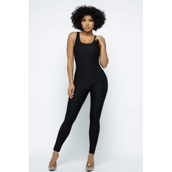 Scrunch Butt Lifting Anti Cellulite Honeycomb Textured Jumpsuit