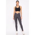 thumbnail image 1 of Scrunch Butt Textured V-Waist High Waisted Leggings Charcoal L/XL, 1 of 1