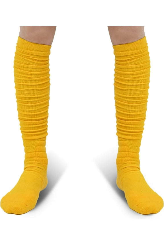 Scrunch Football Socks Ultra Long 1 Pack/2 Packs Combed Cotton With Ankle Support Padded Knee High Socks Youth Adult