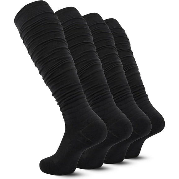 Scrunch Football Socks Ultra Long 1 Pack/2 Packs Combed Cotton With Ankle Support Padded Knee High Socks Youth Adult