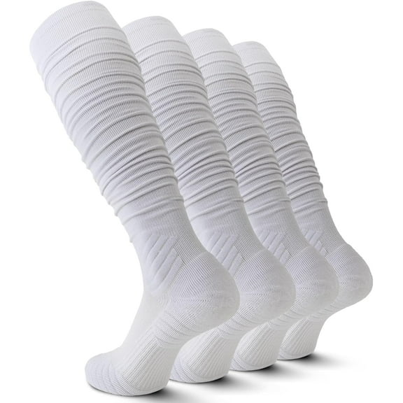 Scrunch Football Socks Ultra Long 1 Pack/2 Packs Combed Cotton With Ankle Support Padded Knee High Socks Youth Adult