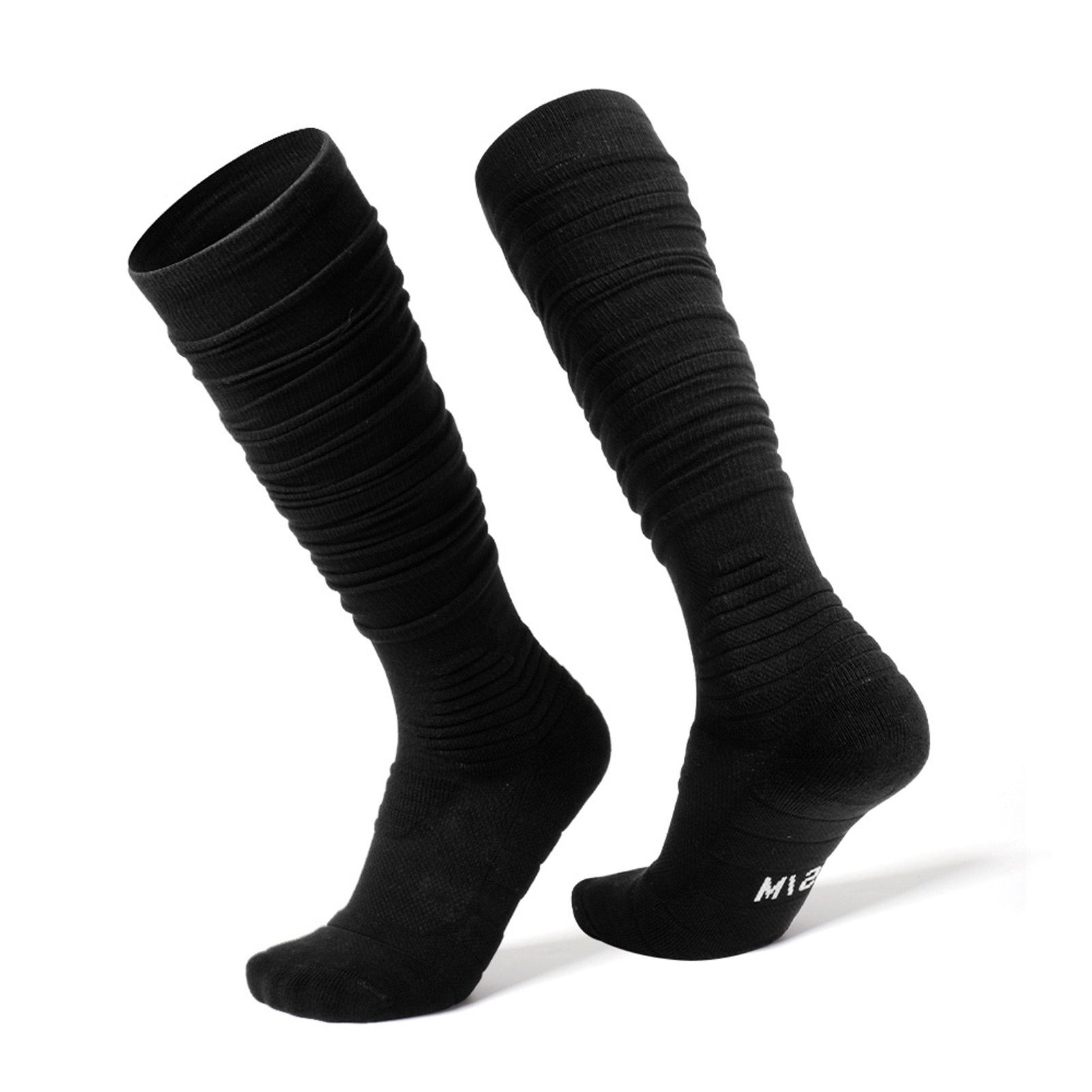 Scrunch Football Socks Ultra Long Cotton Knee High Socks Padded Rugby ...
