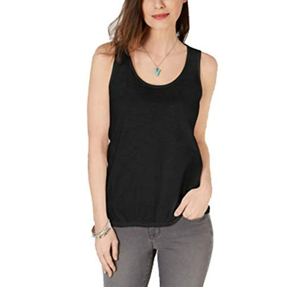 Scrunch-Front Tank Top Deep Black L