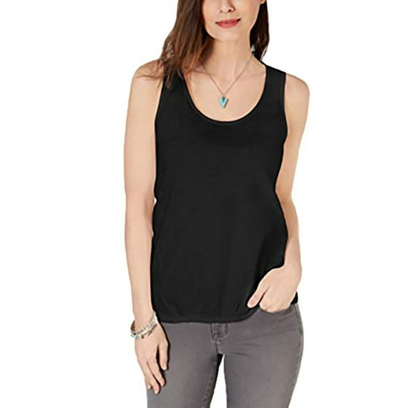 Scrunch-Front Tank Top Deep Black XS