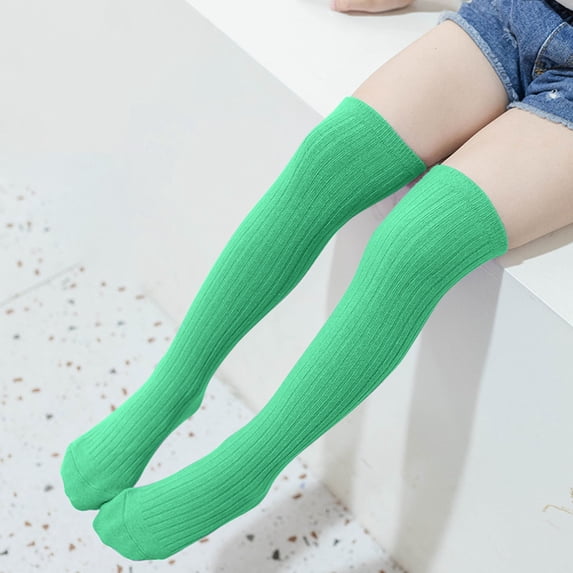 Scrunch Socks Football Girls Socks Solid Color High Tube Socks Middle Tube Socks over Knee Long Socks Socks for Boy Ankle Green 3Y