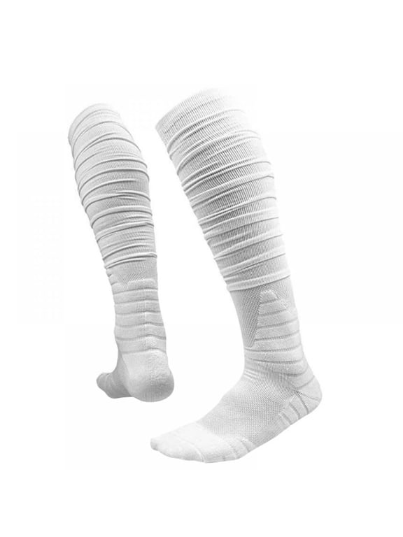 Scrunch Ultra Long Football Socks Combed Cotton with Ankle Support Padded Knee High Socks Tube Sock Youth Adult