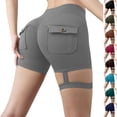thumbnail image 1 of Scrunch Workout Shorts with Pockets Charm Gym Biker Shorts for Women High Waisted Booty Yoga in Breathable Fabric Turquoise L, 1 of 6