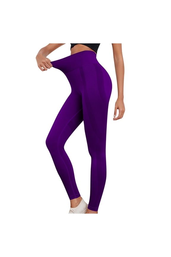 Scrunch Yoga Leggings for Women Seamless High Waisted Gym Exercise Pants Stretch Butt Lifting Workout Tights Purple