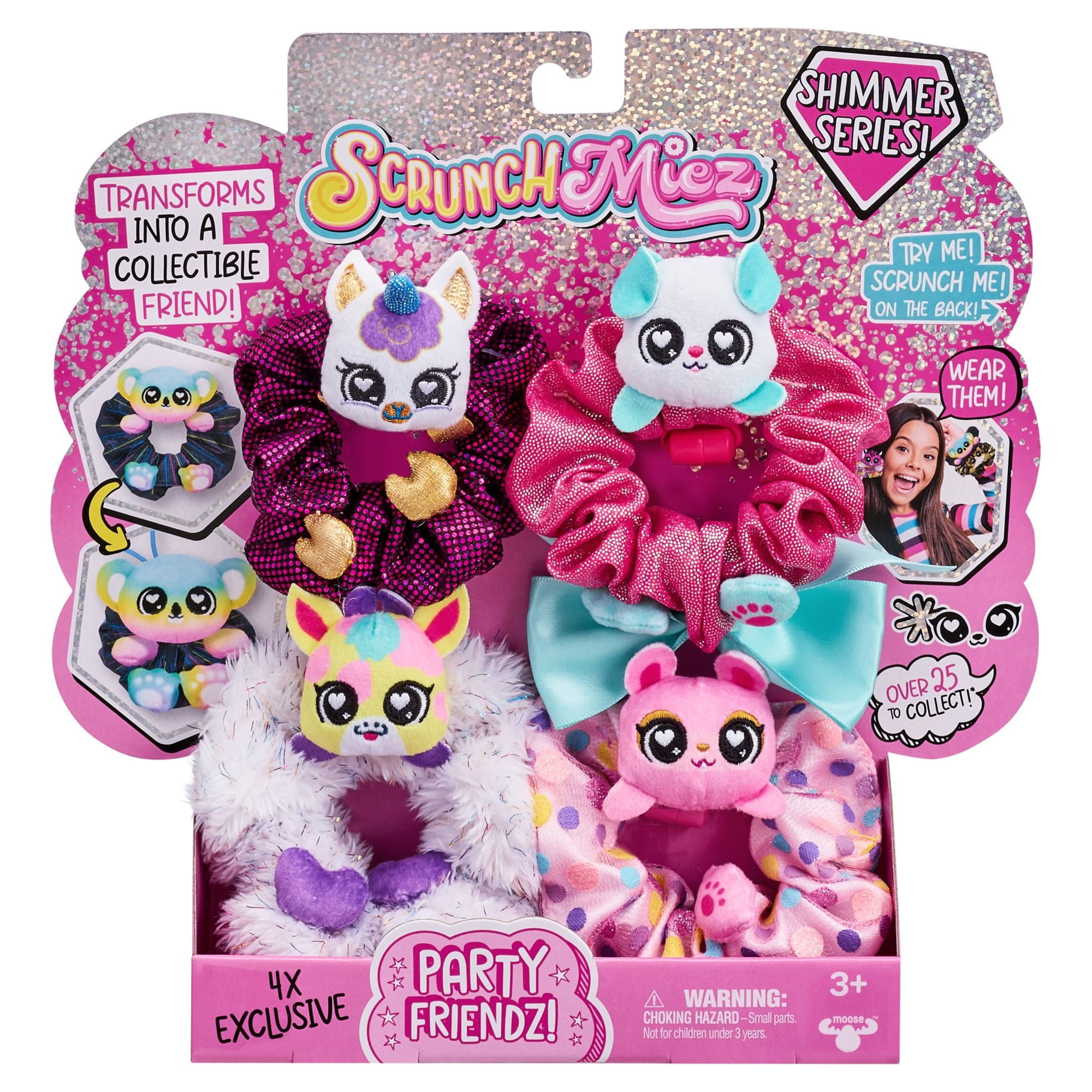 ScrunchMiez 4 Pack Shimmer Series - Party Friendz Pack with