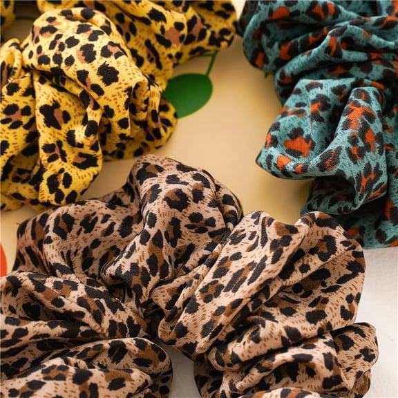 Scrunchie 3pcs Leopard Print Hair Scrunchies Ponytail Holder Scrunchy Hair Ropes Elastic Hair Ties