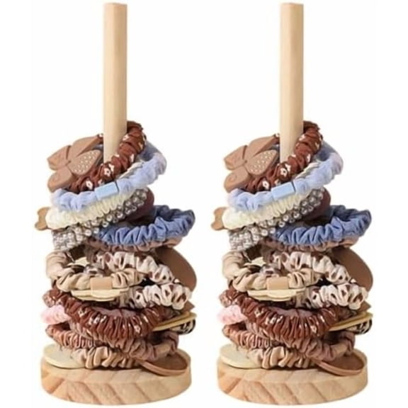 Scrunchie Holder Hair Accessories Organizer Stand Wood Hair Tie Holder Organizer Storage Display Jewelry Scrunchy for Women Girls Bedroom Bathroom Decor