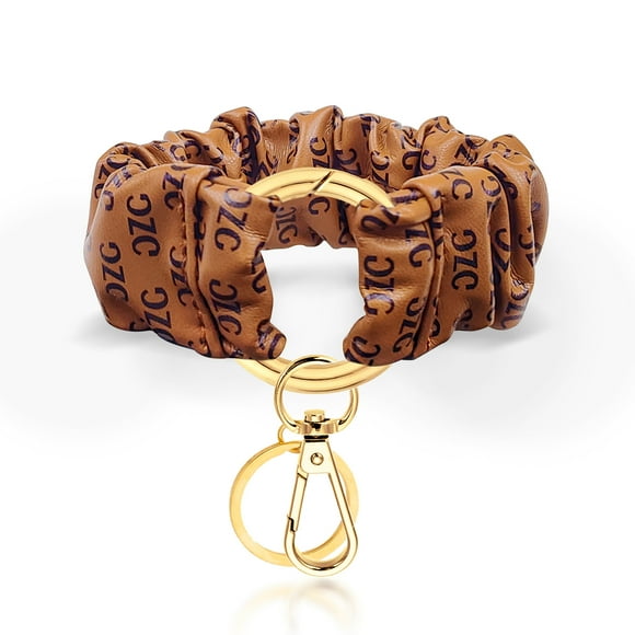 Scrunchie Keychain Wristlet, 1 Pcs Scrunchie Wrist Keychain Bracelet, Elastic Scrunchie Wristlet Bracelet Keychain/Stretchy Keychain Bracelet/Scrunchie Wristlet Keychain for Women Girl (Brown)
