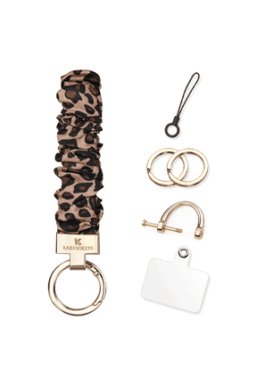 Scrunchie Keychain Wristlet, Key Chain for Car Keys with D Ring, Stretchy Phone Charms with Tether Tab for Women.