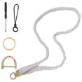 thumbnail image 1 of Scrunchie Lanyard and Keychain Wristlet Set, Scrunchie Lanyard for ID Badges Card Keychain Wallet & keys, Aesthetic Elastic Neck Lanyard for DIY Keys Wallet Strap ID Card Holder(White,17x1"), 1 of 9