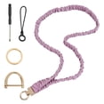 thumbnail image 1 of Scrunchie Lanyard and Keychain Wristlet Set, Scrunchie Lanyard for ID Badges Card Keychain Wallet & keys, Aesthetic Elastic Neck Lanyard for DIY Keys Wallet Strap ID Card Holder(Purple,17x1"), 1 of 9