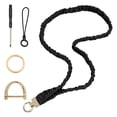 thumbnail image 1 of Scrunchie Lanyard and Keychain Wristlet Set, Scrunchie Lanyard for ID Badges Card Keychain Wallet & keys, Aesthetic Elastic Neck Lanyard for DIY Keys Wallet Strap ID Card Holder(Black,17x1"), 1 of 9