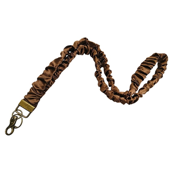 Scrunchie Lanyard Set, Stretchy Neck Strap, Wristlet Keychain, ID Badge Holder, Soft Fabric Lanyard, Retractable Keychain Strap, Scrunchie Lanyard for Most Smartphones ID Badges Keys Wallets, Brown