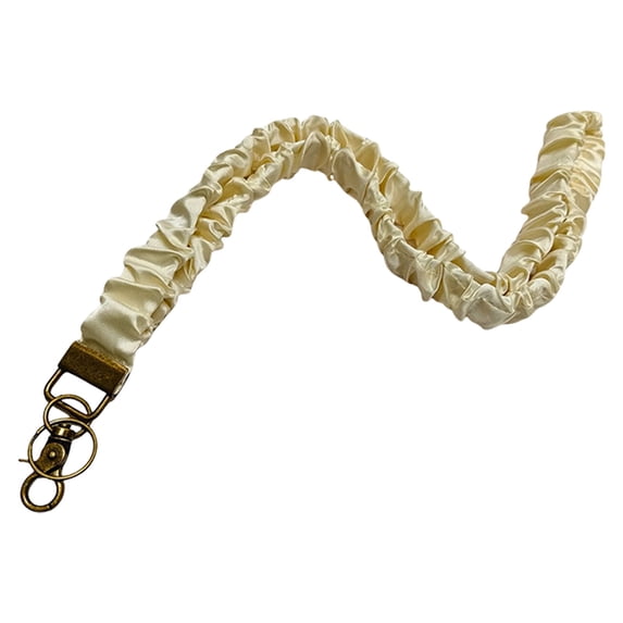 Scrunchie Lanyard Set, Stretchy Neck Strap, Wristlet Keychain, ID Badge Holder, Soft Fabric Lanyard, Retractable Keychain Strap, Scrunchie Lanyard for Most Smartphones ID Badges Keys Wallets, Beige