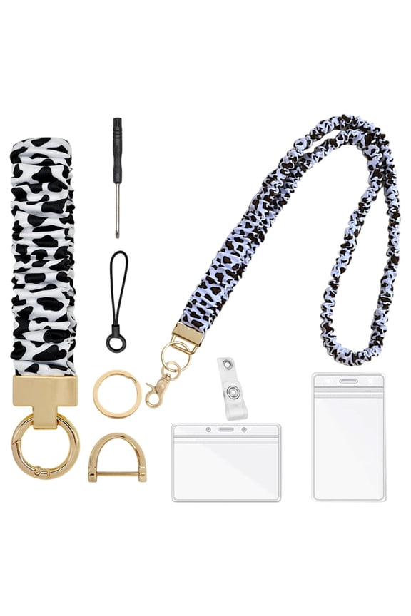 Scrunchie Lanyard for Id Badges – Cute Neck Lanyard for Keys,Retractable Keychain Holder for Teacher School Office Under $5 Kilougeis