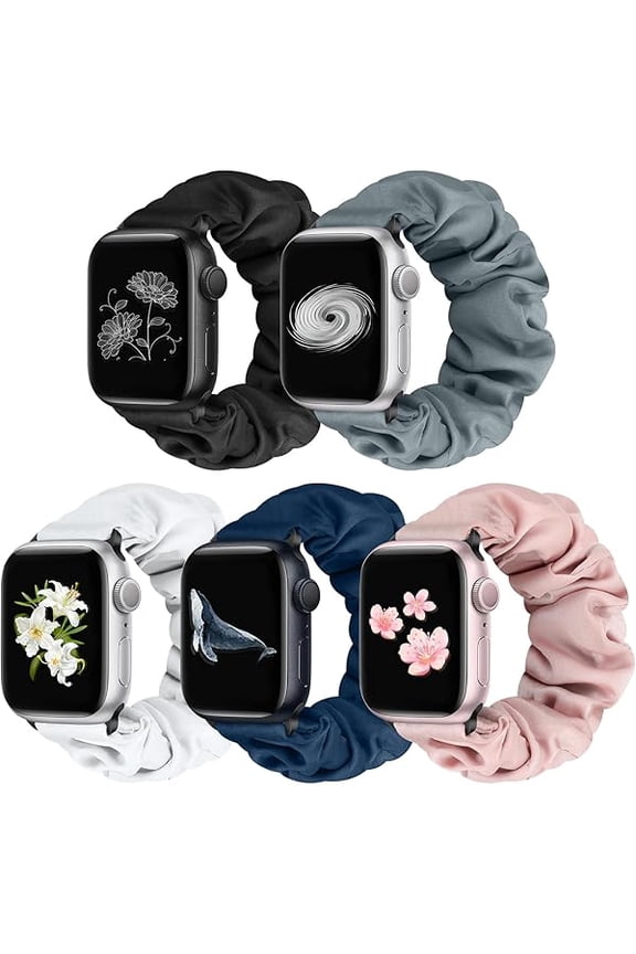 Scrunchie Solo Loop Watch Bands Compatible for Apple Watch Band 38mm 40mm 41mm 42mm 44mm 45mm 46mm 49mm Soft Stretchy Women Elastic Strap for iWatch Series 11 10 9 8 7 6 5 4 SE Ultra 3 2 1