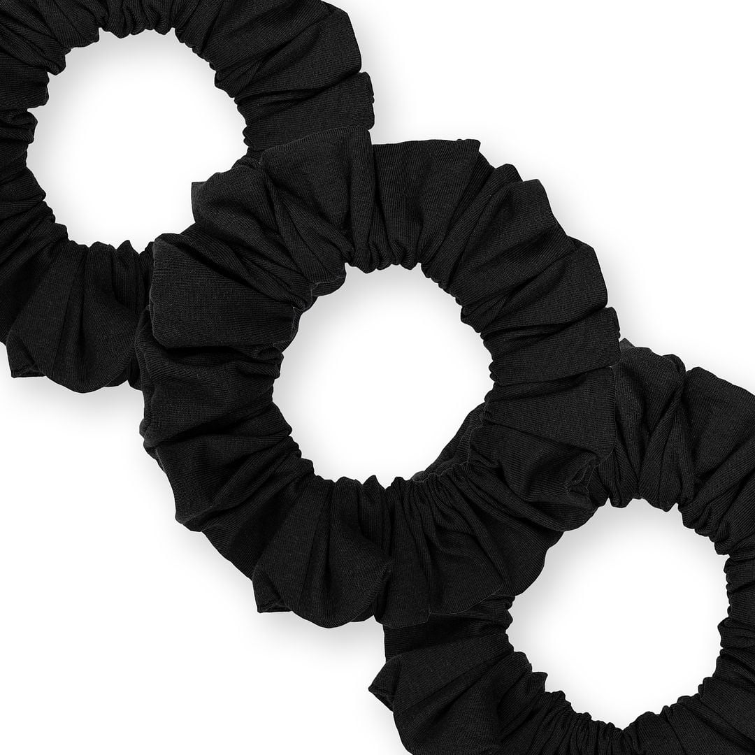 Scrunchies Cotton Knit Jumbo Size 3-Pack Ponytail Holder Made in USA Scrunchie King Black