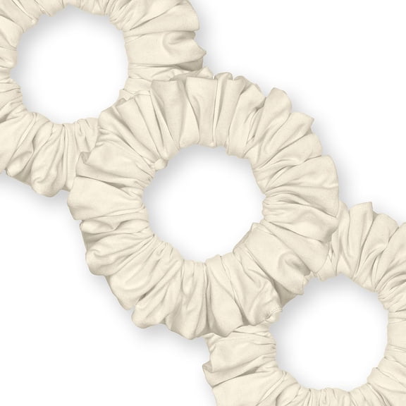 Scrunchies Cotton Knit Jumbo Size 3-Pack Ponytail Holder Made in USA Scrunchie King Ivory