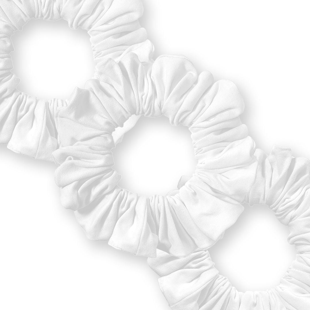 Scrunchies Cotton Knit Jumbo Size 3-Pack Ponytail Holder Made in USA Scrunchie King White