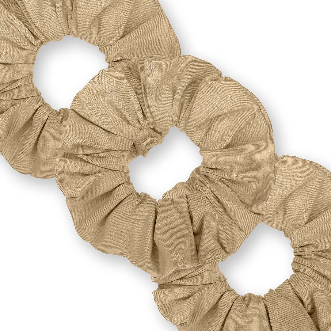 Scrunchies Cotton Knit Standard Size 3-Pack Ponytail Holder Made in USA Scrunchie King Beige