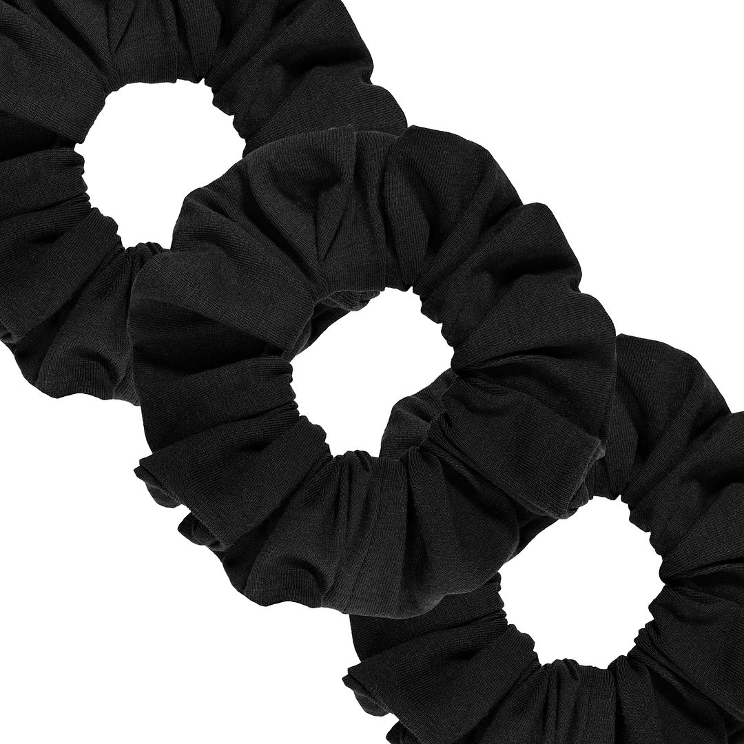 Scrunchies Cotton Knit Standard Size 3-Pack Ponytail Holder Made in USA Scrunchie King Black