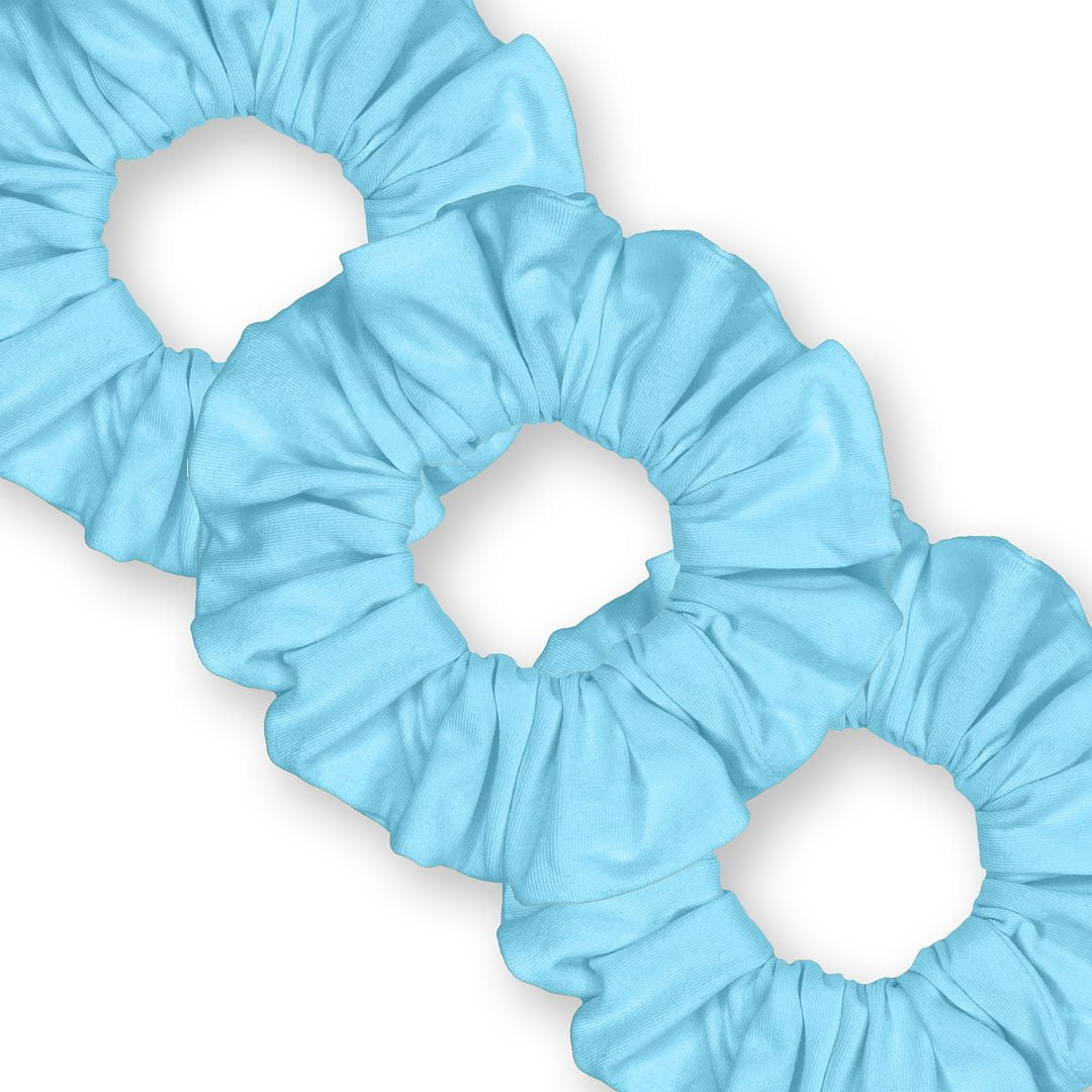 Scrunchies Cotton Knit Standard Size 3-Pack Ponytail Holder Made in USA Scrunchie King Blue Light