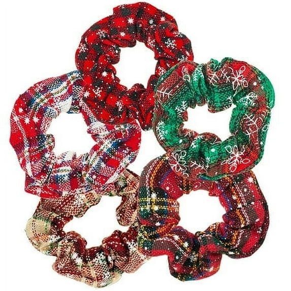 Scrunchies for Hair, Christmas Styles Hair Scrunchies for Women, Bandana Scrunchies, 5PCS Bandana Scrunchy Hair Ties, Scrunchies Hair Ties for Women. (Christmas)