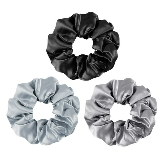 Scrunchies for Hair Sleep, Women Grils Silk Hair Ties for Frizz & Breakage Curly Hair, No Damage, Elastics Ponytail Holder, 3 Pack