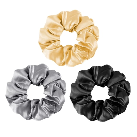 Scrunchies for Hair Sleep, Women Grils Silk Hair Ties for Frizz & Breakage Curly Hair, No Damage, Elastics Ponytail Holder, 3 Pack